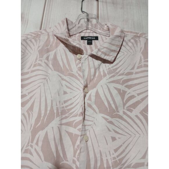 Express‎ Shirt Men's Large Blush Pink White Button Front - Picture 3 of 6